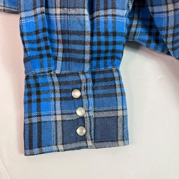 Wrangler Wrancher Mens Pearl Snap Western Shirt Plaid Rodeo Long Sleeve Sz Large - Picture 8 of 9